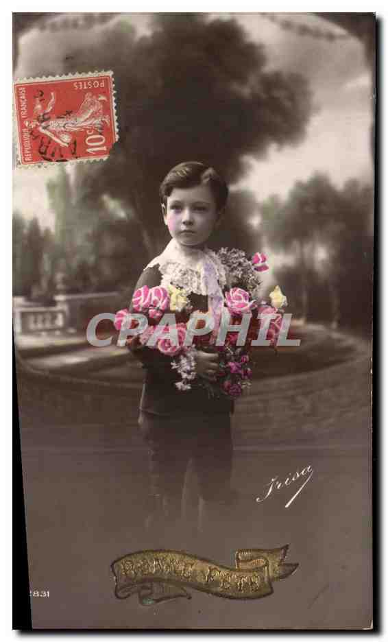 CPA Fantaisie Enfant Fleurs 