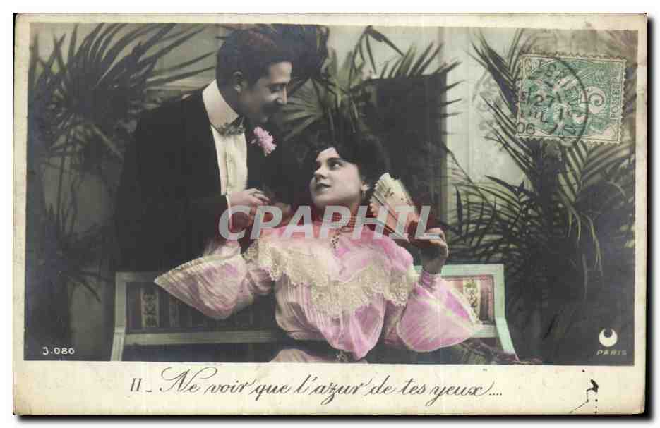 Couple en tenue de soirée — scène romantique — éditeur Paris, n° 3.080