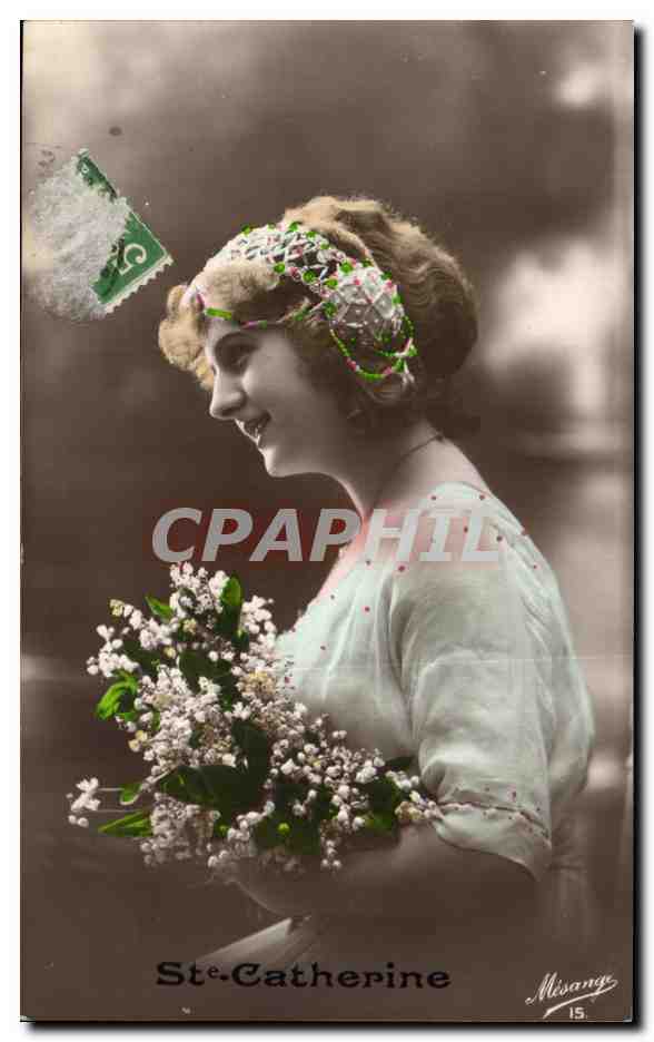 Sainte-Catherine — jeune femme en robe claire tenant un bouquet — Misange n°15