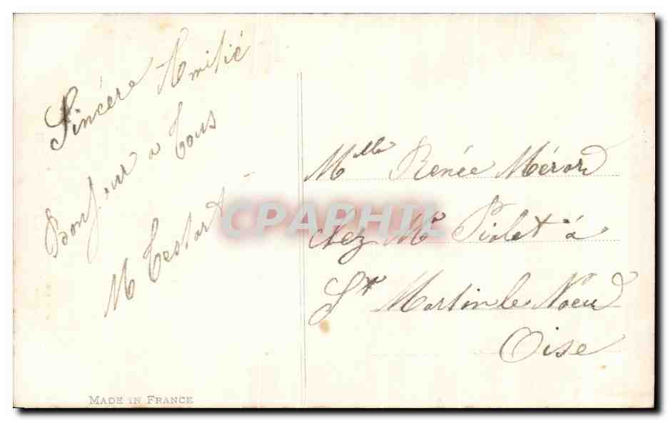 Sainte-Catherine — jeune femme en robe claire tenant un bouquet — Misange n°15 — Verso