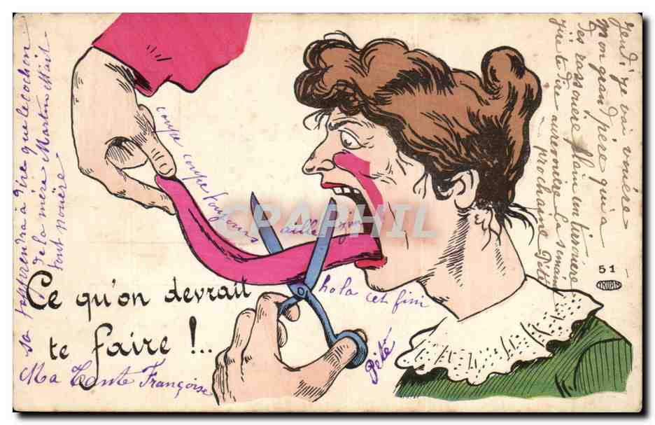 Caricature politique — femme avec ruban coupé — éditeur anonyme, n° 51