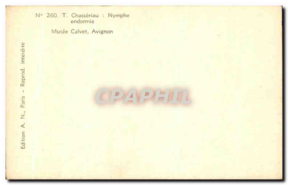 CPA Fantaisie Femme Chasseriau Nymphe endormie Musee Calvet Avignon Nue erotique — Back