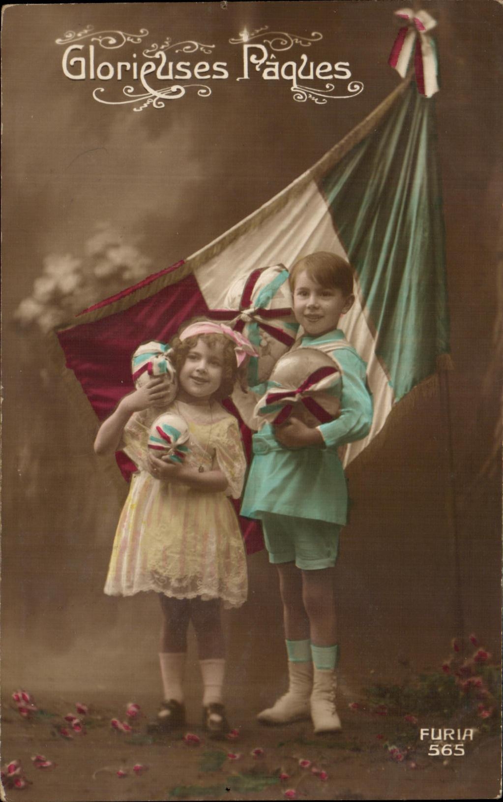 CPA Fantaisie Enfants Drapeau