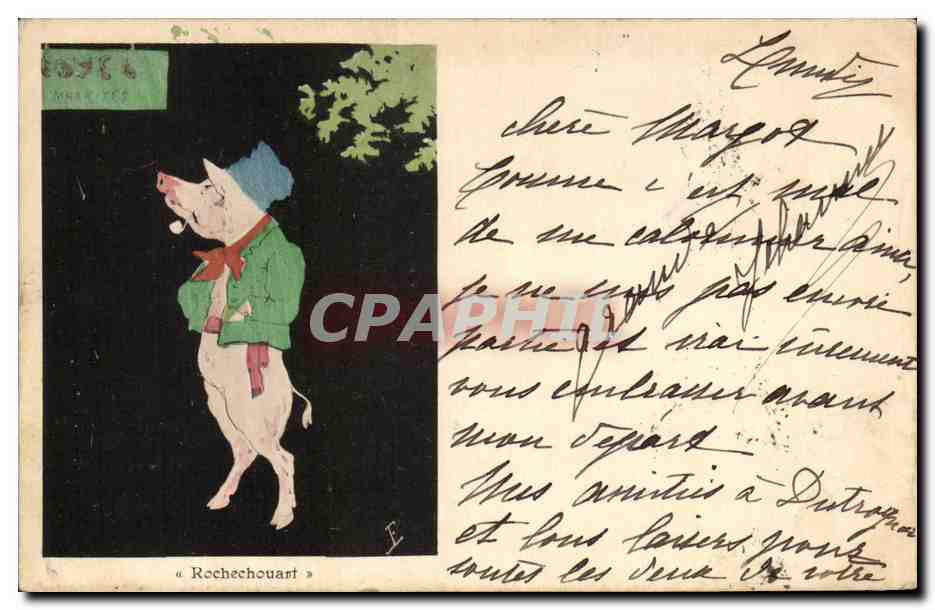 CPA Fantaisie Cochon Rochechouart