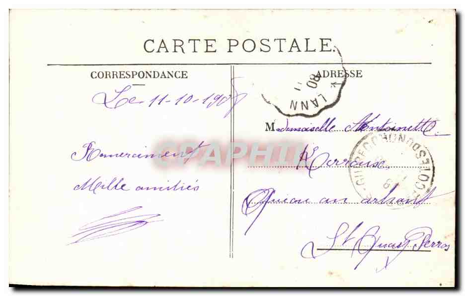 CPA Fantaisie Femme La cruche cassee  — Verso