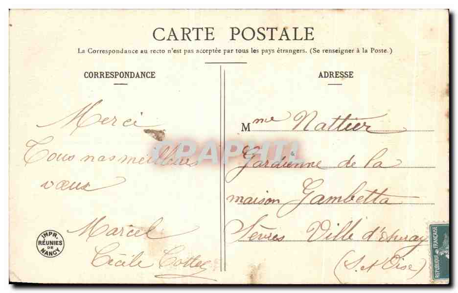 Femme en robe de style antique tenant un panier et une boîte — 'Vos Étrennes' — Édition Kétilon Bergerat — Achterkant