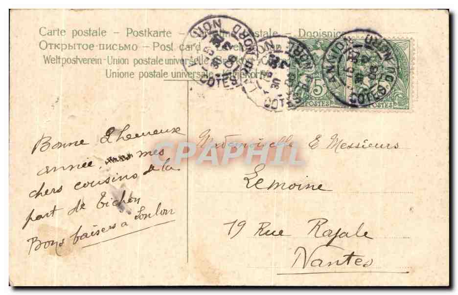 CPA Fantaisie Fleurs Bonne annee — Rückseite