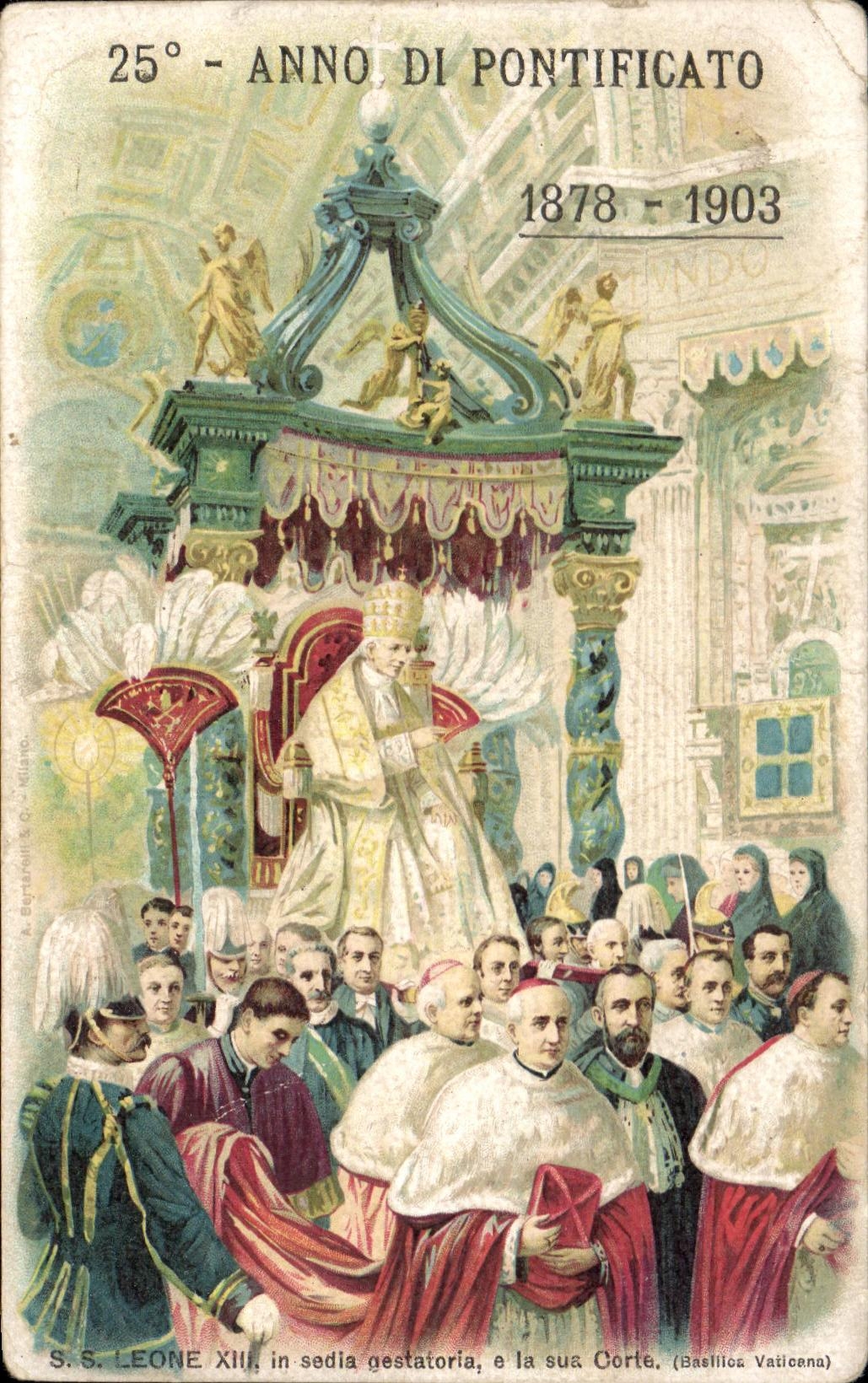 CPA Fantaisie 25 Anno di Pontificato 1878 1903 SS Leone XIII in sedia gestaroria 