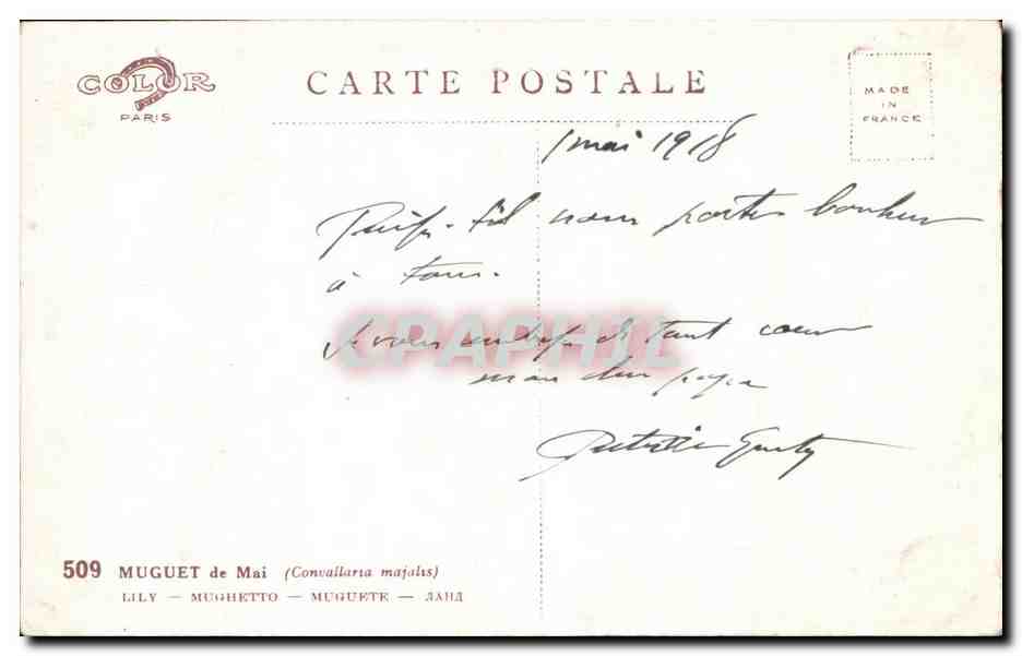 CPA Fantaisie Muguet — Verso