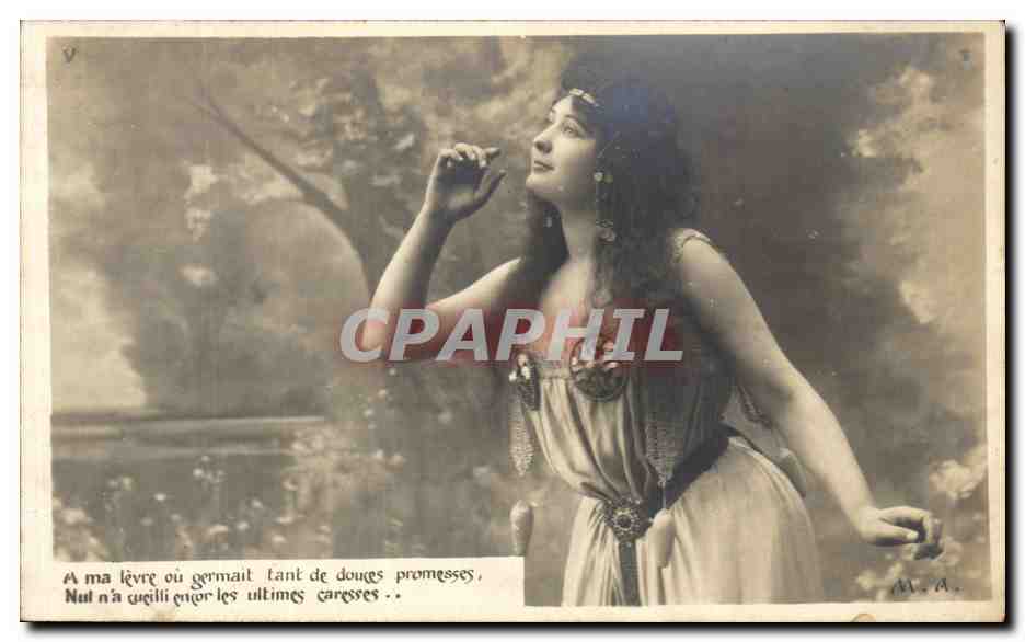 Femme en robe légère — poème imprimé — M.A. (éditeur ?)