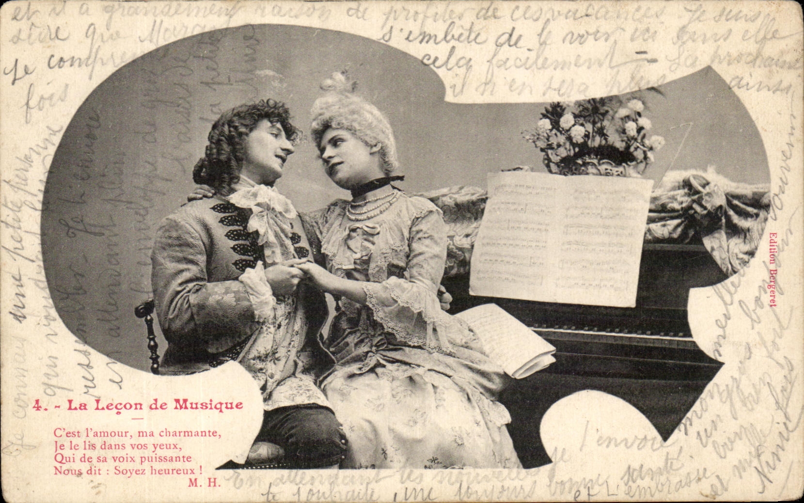 CPA Fantaisie Piano Femme La lecon de musique 