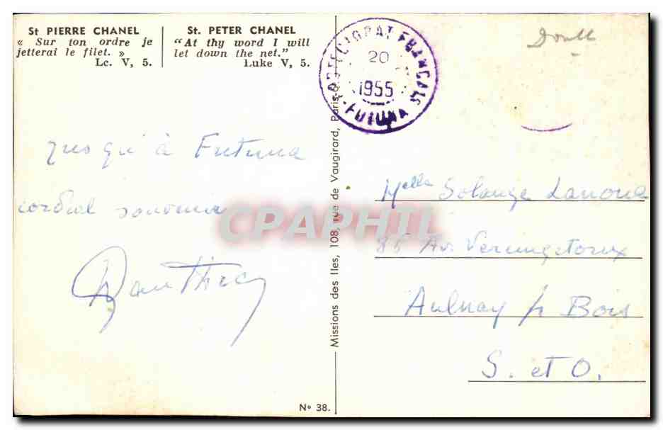 CPA Fantaisie St Pierre Chanel  — Rückseite