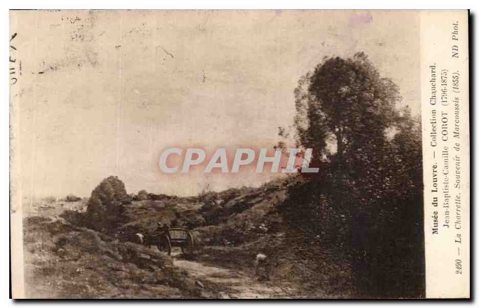 CPA Fantaisie Musee du Louvre Chauchard Corot la charette Souvenir de Marcoussis 1855