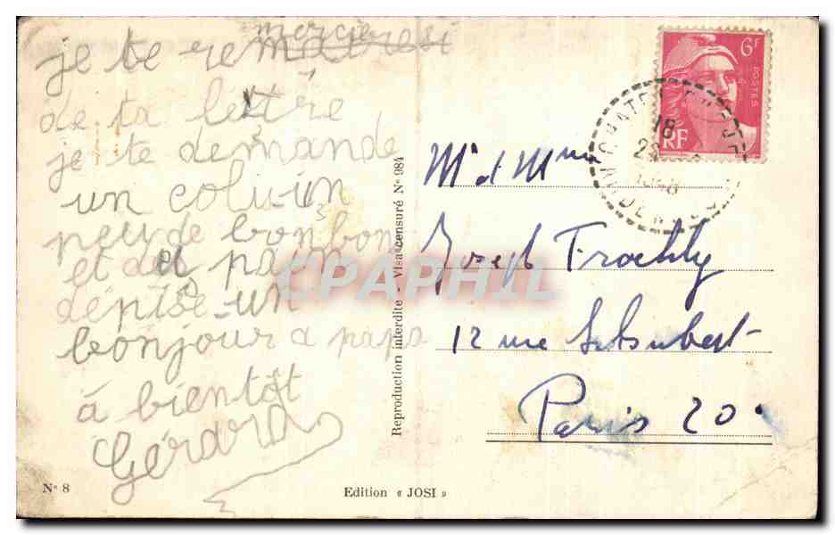 CPA Fantaisie Oiseaux Nid de cigogne  — Rückseite