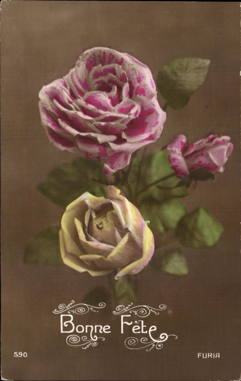CPA Fantaisie Fleurs Roses