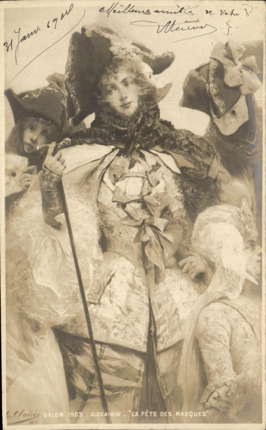 CPA Fantaisie SAlon 1903 Clairin La fete des masques Carnaval