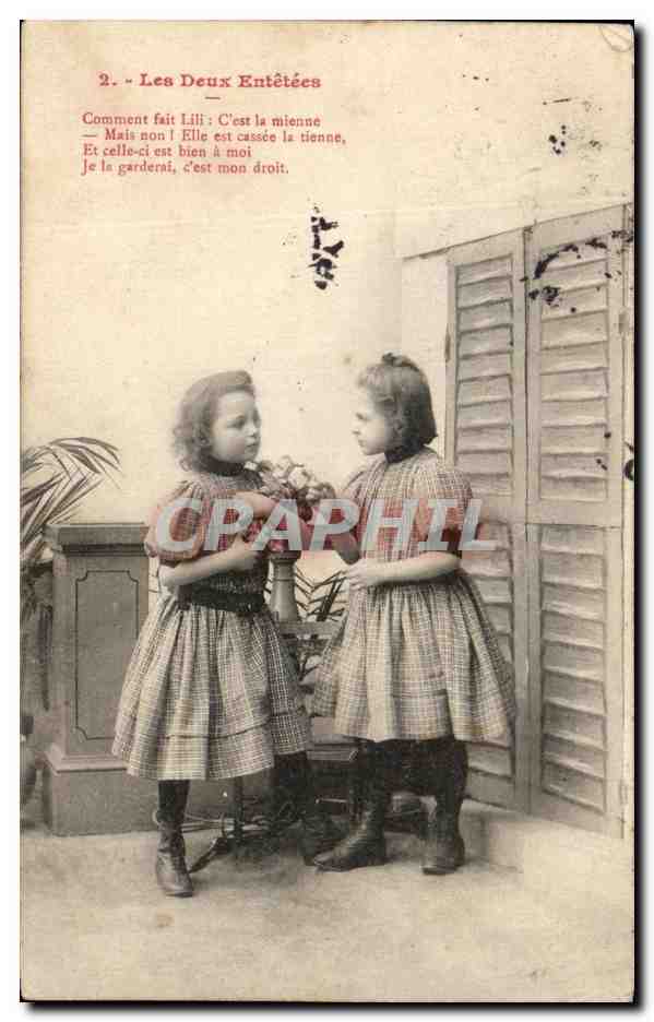 CPA Fantaisie Enfants Les deux entetees