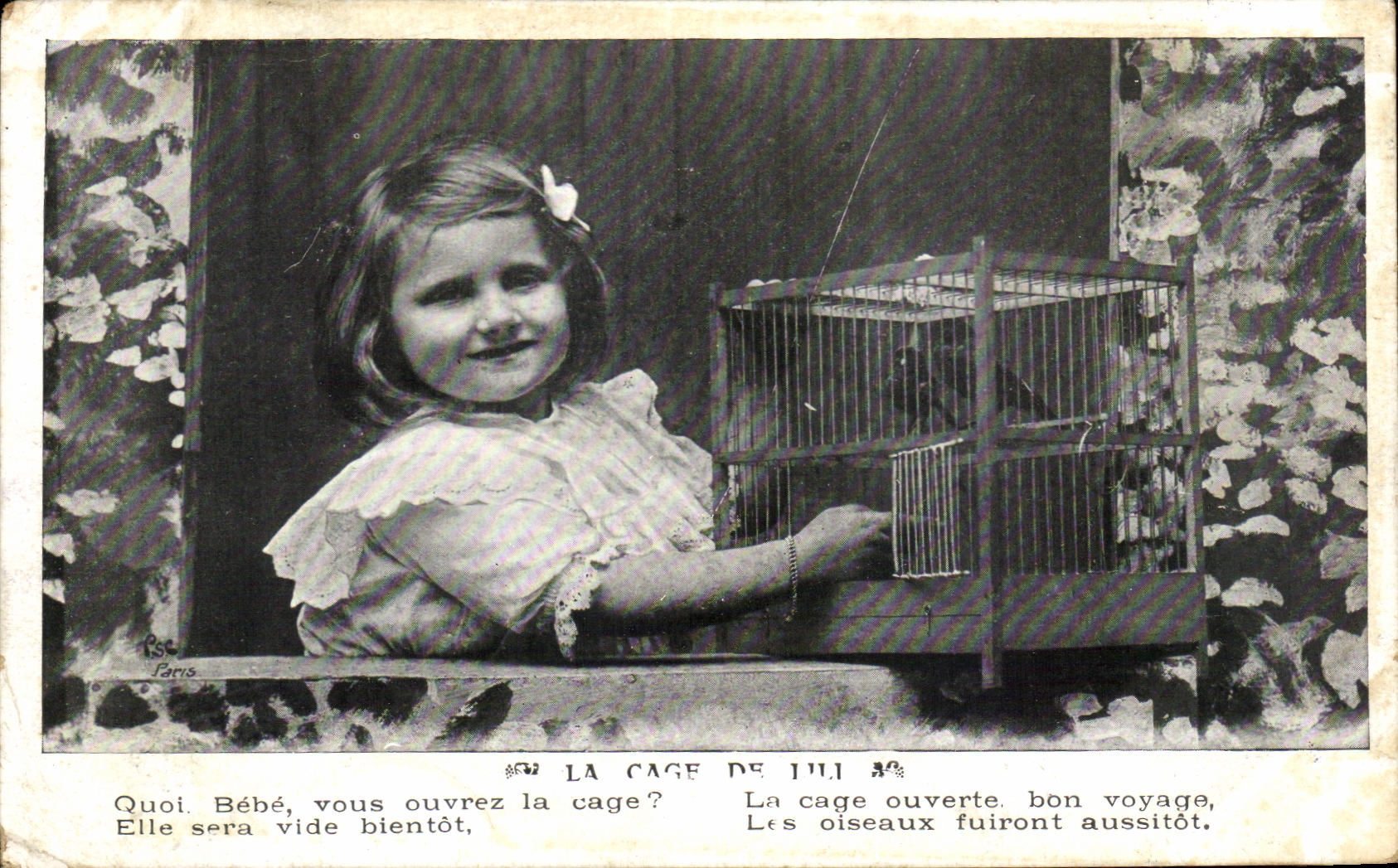 CPA Fantaisie Enfant Cage a oiseaux