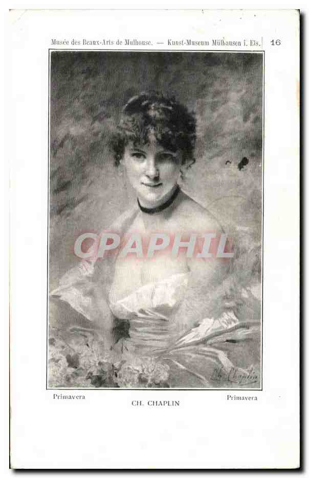CPA Fantaisie Femme Musee des Beaux arts de Mulhouse Chaplin 