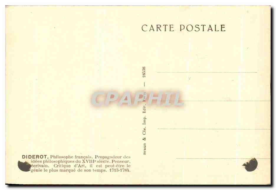 CPA Diderot Philosophe 1713 1784 — Rückseite