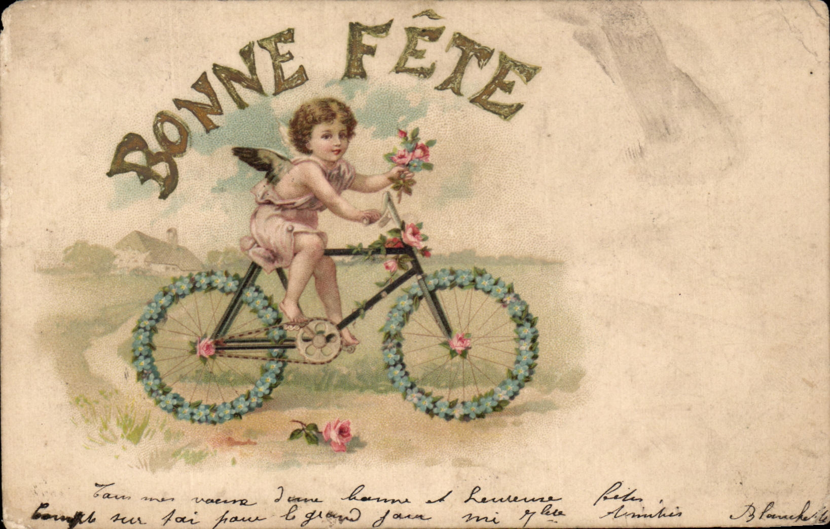 CPA Fantaisie Enfant Velo 