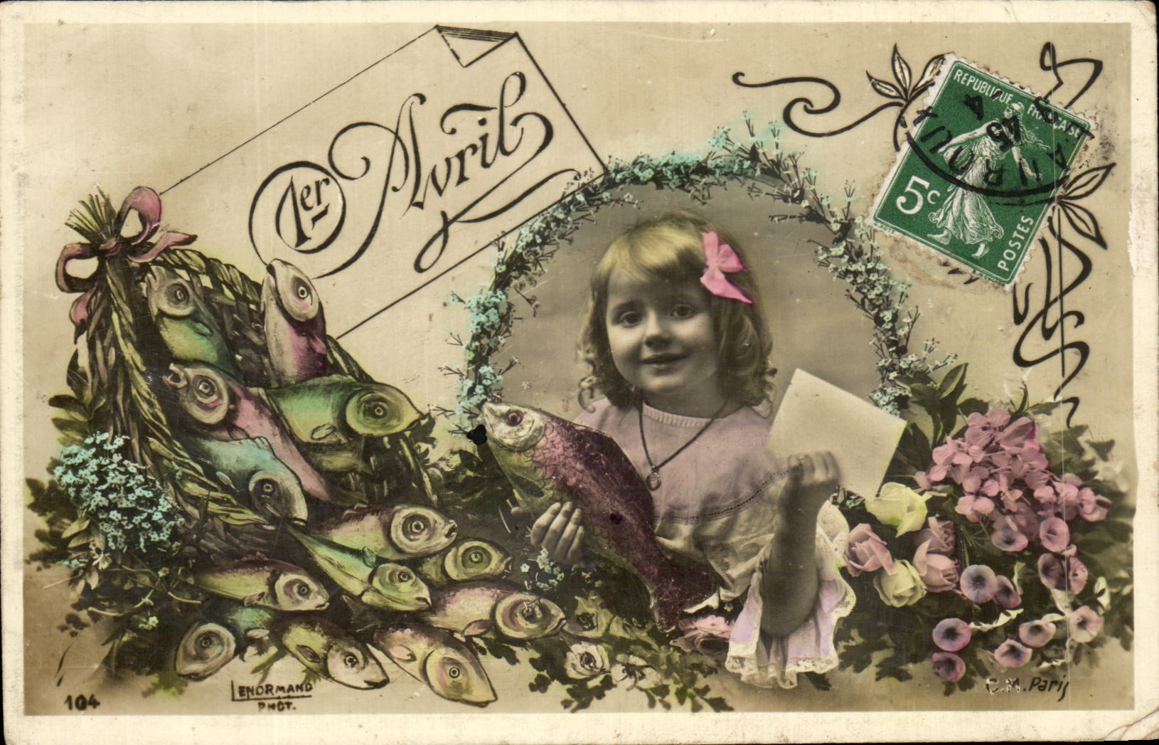 CPA Fantaisie Enfant 1er Avril Poissons 