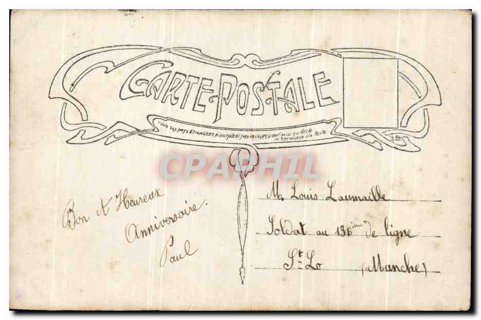 CPA Fantaisie Homme  — Rückseite