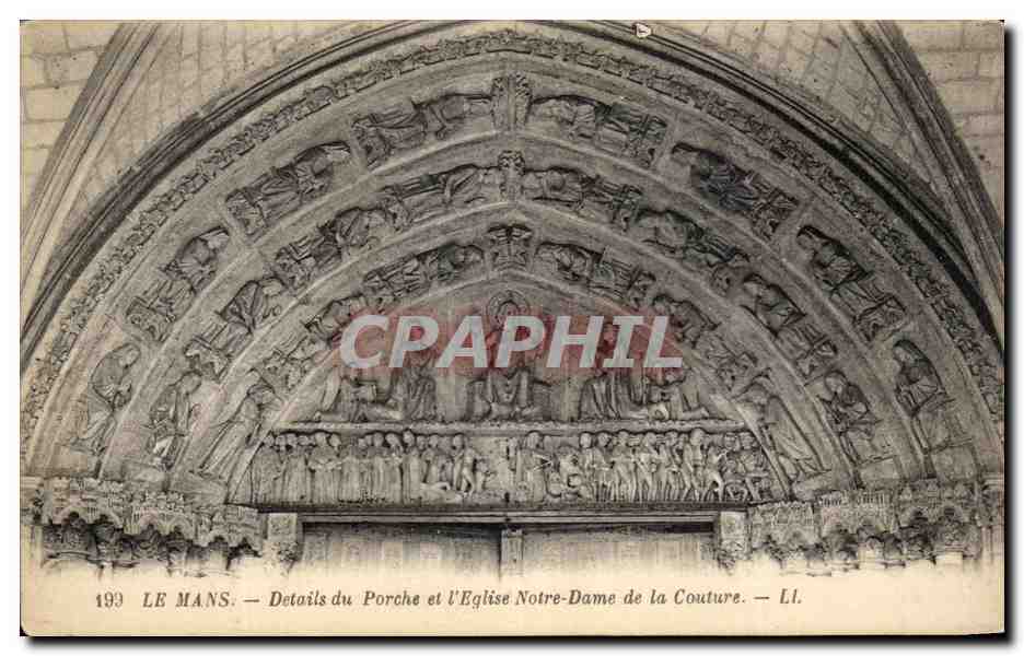 Le Mans — Détails du Porche et l'Église Notre-Dame de la Couture — L.I.