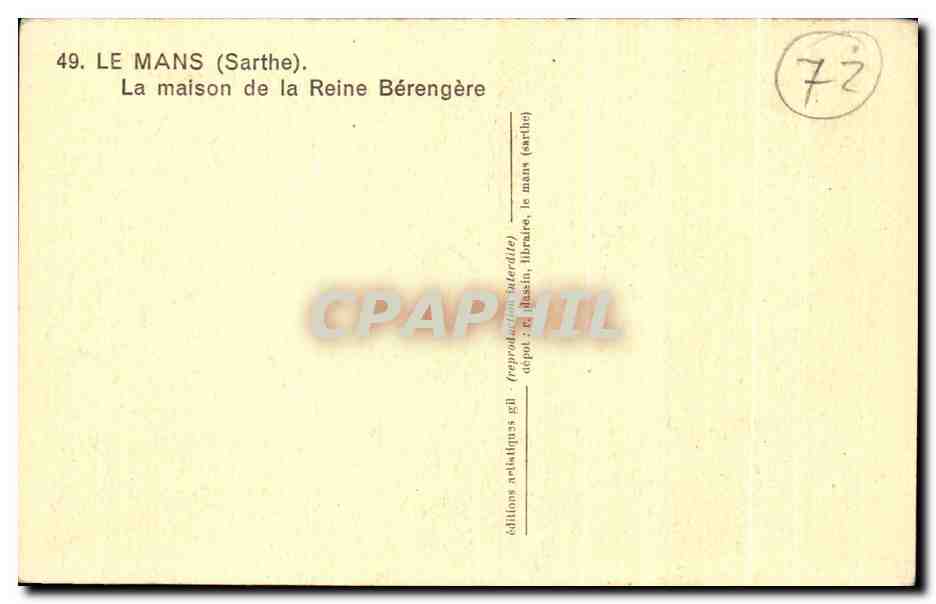 Le Mans (Sarthe) — La maison de la Reine Bérengère — éditions Gil — Rückseite