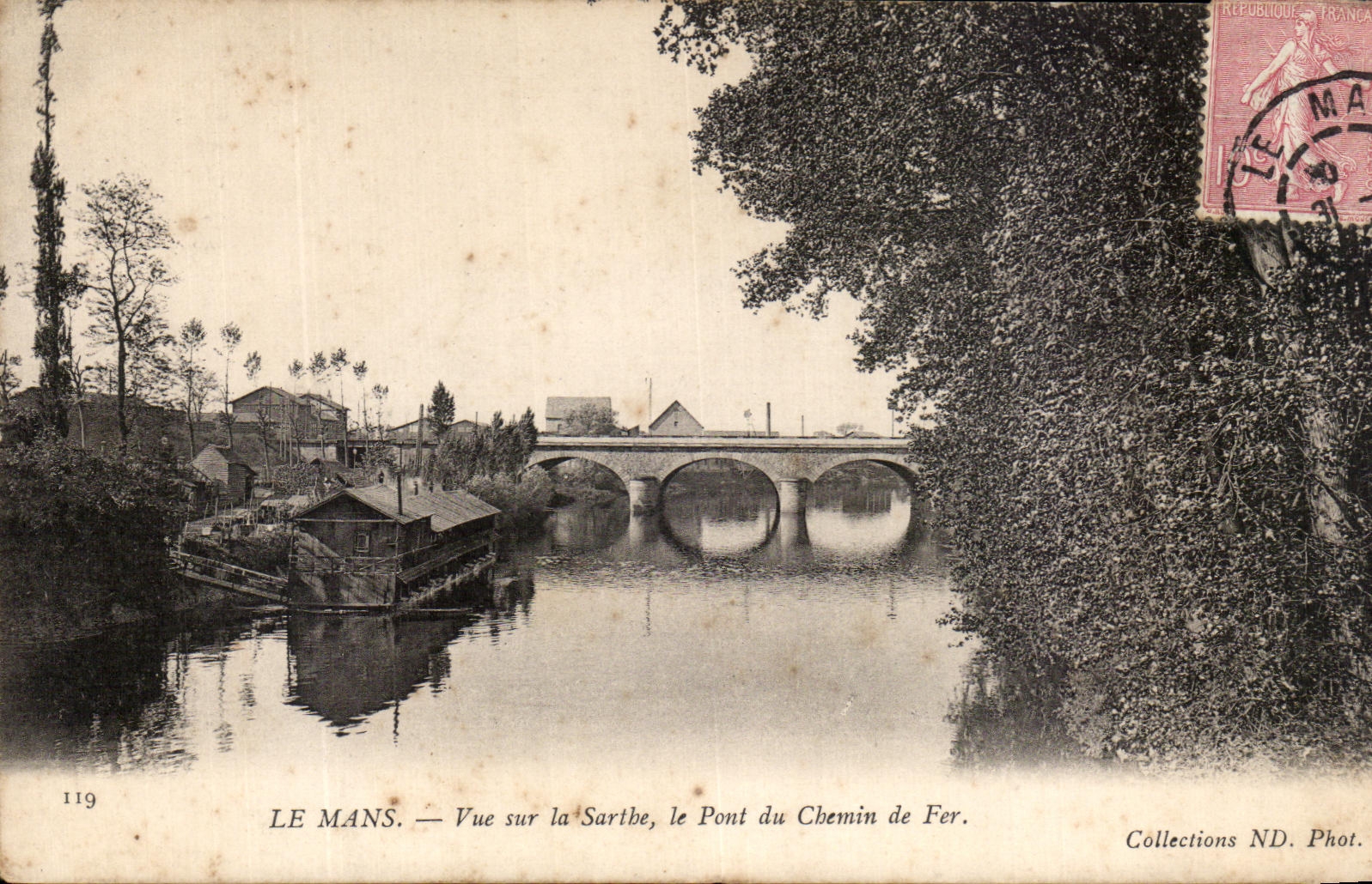 CPA La Mans Vue Sur la Sarthe le Pont du Chemin de Fer