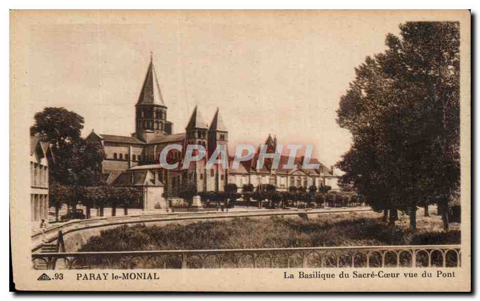 CPA Paray Le Monial La Basilique Du Sacre Coeur Vue Du Pont