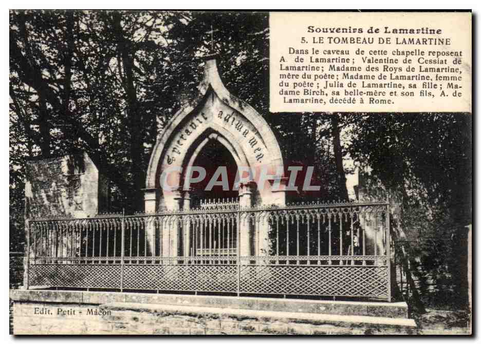 Tombeau de Lamartine — Souvenirs de Lamartine, n°5 — Edit. Petit - Maçon