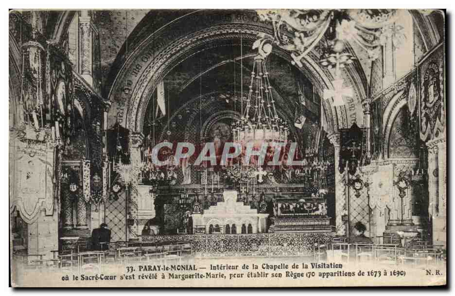 Paray-le-Monial — Intérieur de la Chapelle de la Visitation où le Sacré-Cœur s'est révélé à Marguerite-Marie pour établir son Règne (70 apparitions de 1673 à 1690) — N.R.