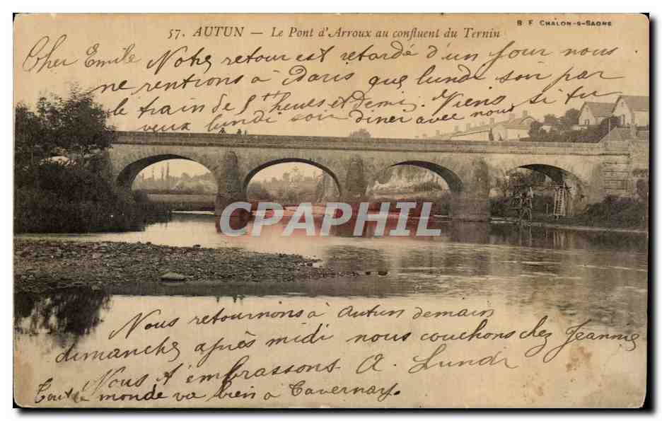 Autun — Le Pont d'Arroux au confluent du Ternin — B. F. Chalon-saône, n°57