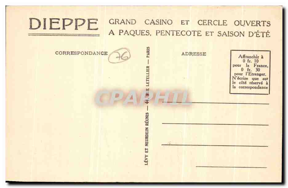 Dieppe — Le Casino et les Falaises — LL — Rückseite