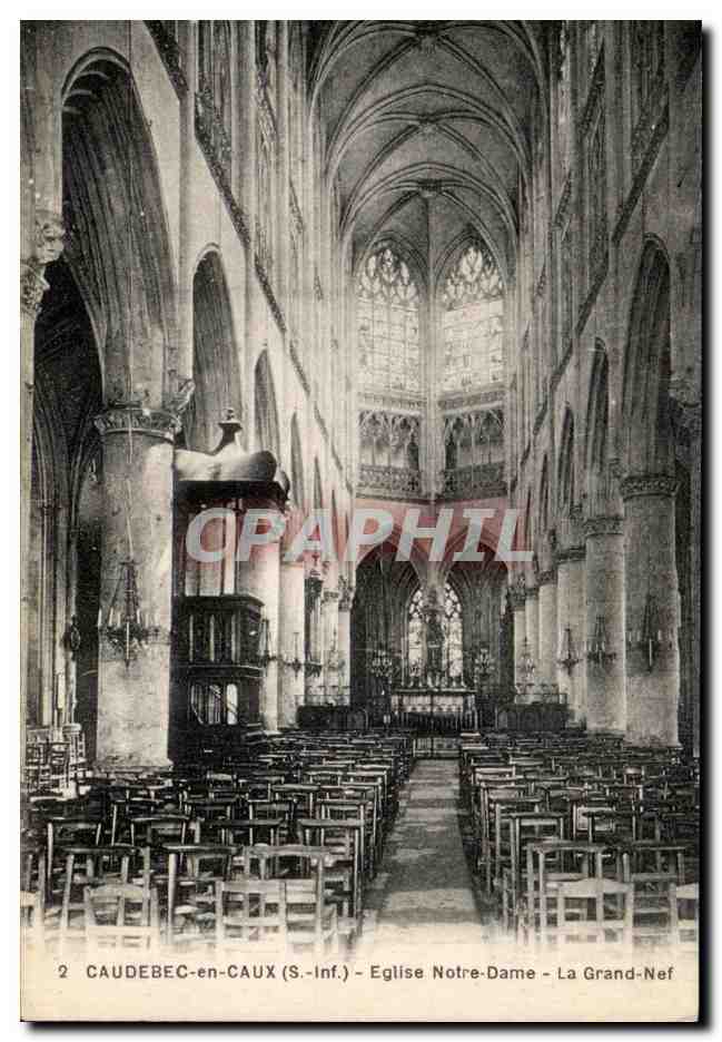 CPA Caudebec en Caux Eglise Notre Dame la Grand Nef