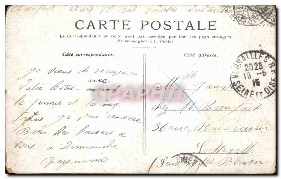CPA Versailles Le Bassin d'Apollon — Achterkant