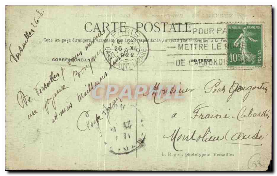 CPA Versailles Petit Trianon  — Verso