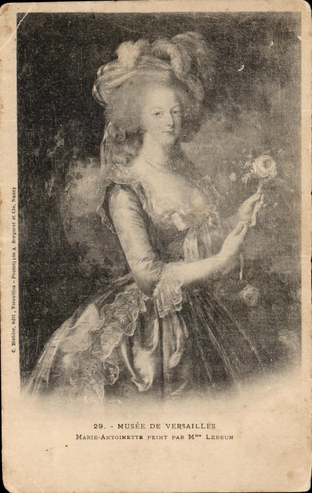 Marie-Antoinette — peinture au Musée de Versailles — C. Biblier, édit. A. Bergaret et Cie, Nancy