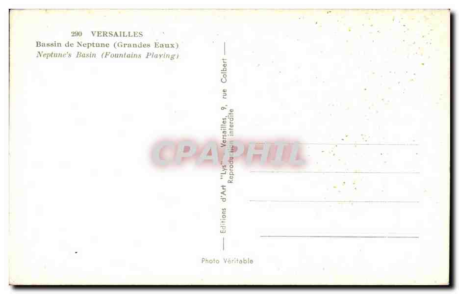 CPA Versailles Bassin de Neptune — Verso