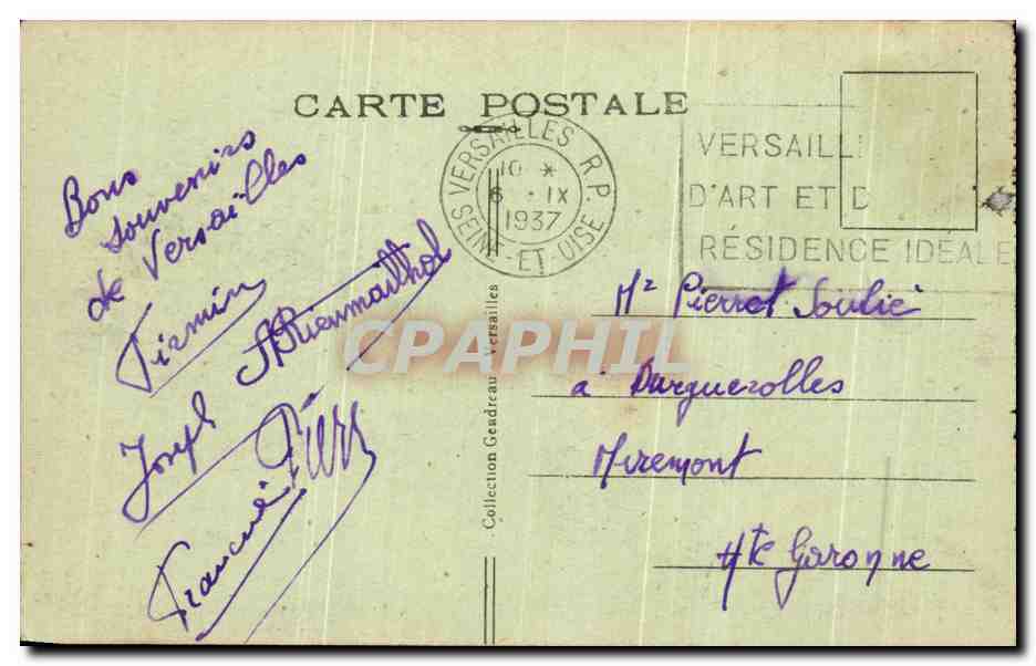 CPA Versailles Le Panorama  — Verso