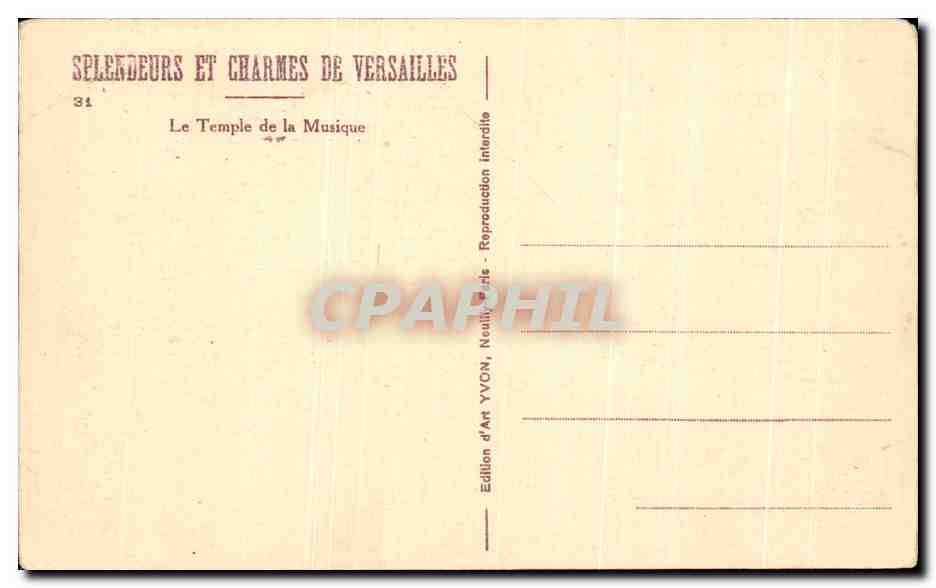 CPA Splendeurs Et Charmes De Versailles Le Temple de la Musique — Verso