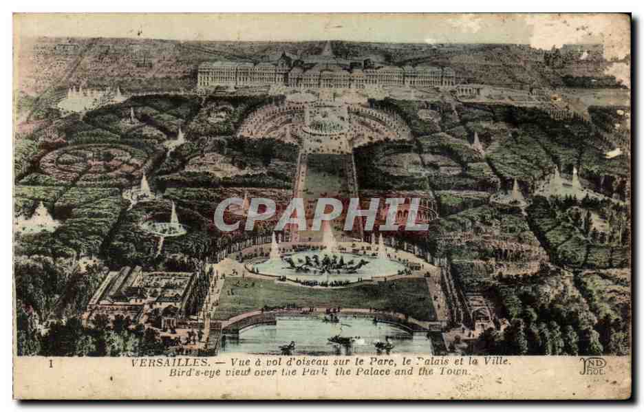 Versailles — Vue à vol d’oiseau sur le Parc, le Palais et la Ville — IND HOT