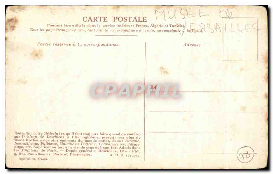 Siège de Yorktown — Washington donnant les derniers ordres pour l'attaque — Collection des chefs-d'œuvre des Musées, Deschiens, Éditeur — Verso