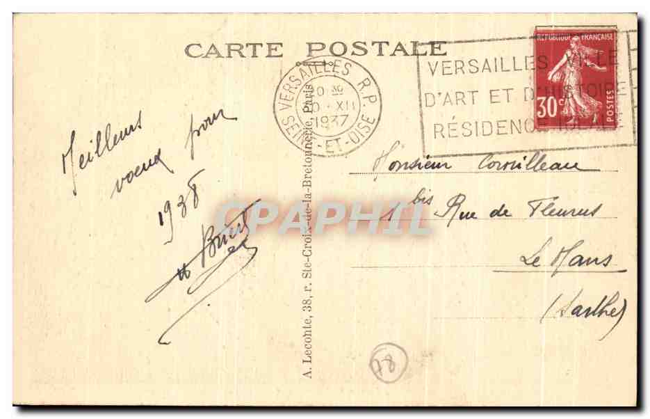 Parc de VERSAILLES — Le Bassin de Neptune et les Grandes Eaux — Éditeur non visible, n° 29 — Verso