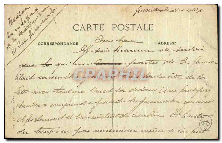 CPA Versailles Galerie des Glaces Ou Fut Signe le Traite de Paix Mirros Hall Where the Treaty — Verso