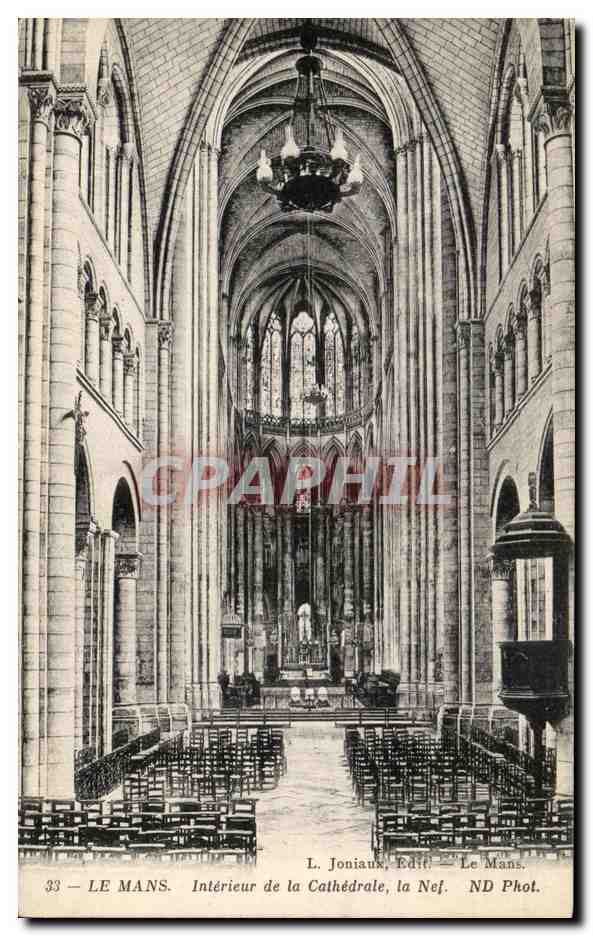 Le Mans — Intérieur de la Cathédrale, la Nef — L. Joniaux, Edit. Le Mans