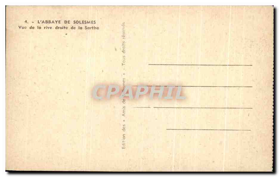 CPA L'Abbaye de Solesmes Vue de la rive Droite de la Sarthe — Verso