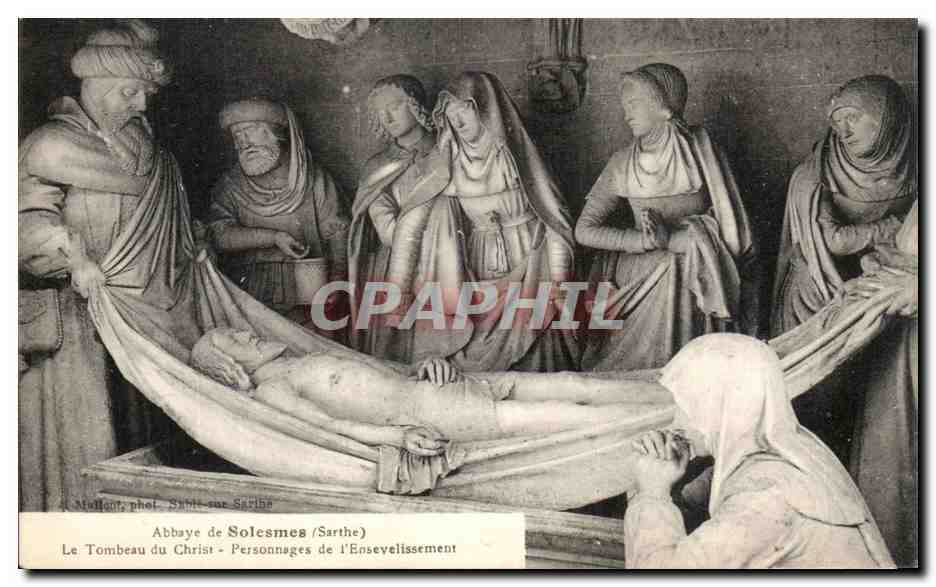 Abbaye de Solesmes (Sarthe) — Le Tombeau du Christ - Personnages de l'Ensevelissement — phot. Mollent, Sable-sur-Sarthe