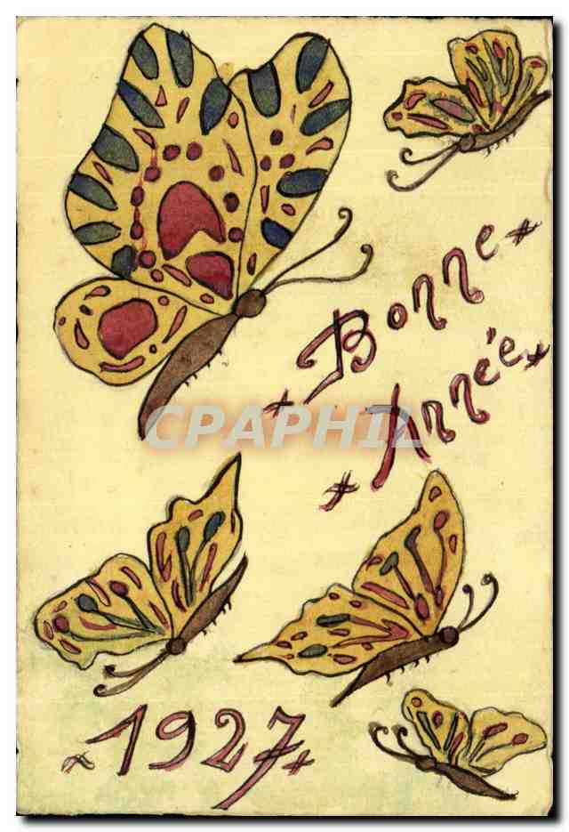 CPA Fantaisie Bonne annee Papillon 